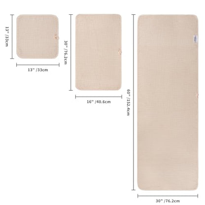 POLYTE 430 GSM Microfiber Quick Dry Lint Free Oversize Bath Towel Set, 6 Piece (Waffle Weave) - color: Light Beige