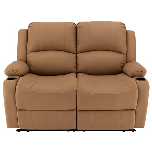 Camper Comfort 58" Wall Hugger Reclining RV Theater Seats | Double Recliner RV Sofa | RV Couch | Wall Hugger Recliner | RV Theater Seating | RV Furniture (Manual, Sand) - color: Sand, style: Manual