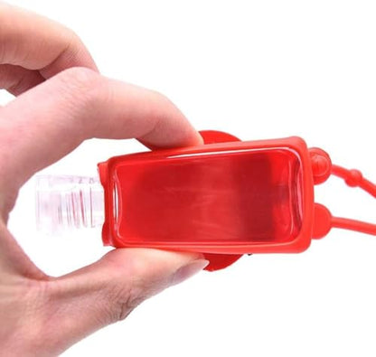Red Strawberry Empty Travel Hand Sanitizer Bottle, Silicone Sleeve Refillable Empty Squeeze Leakproof Flip Cap Keychain, Hand Soap Holder Cosmetic Containers, Refillable Portable Travel Containers
