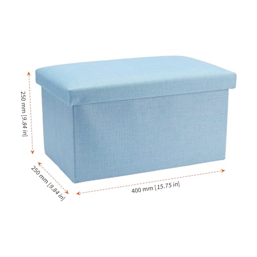 HOZEON 3 Pack 15.7 x 9.8 x 9.11 Inches Folding Storage Ottoman, Blue Rectangle Footrest Seat, Multifunctional Foot Stool for Living Room, Office, Traveling, Fishing, Camping - color: Blue