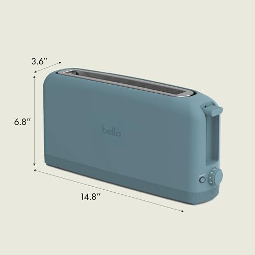 bella 2 Slice Slim Toaster, Fits-anywhere™ Kitchenware, 6 Setting Shade Control with Reheat & Cancel Buttons, Fits Sourdough, 10” Long Slot, Anti Jam & Auto Shutoff, 900 Watt, Surf - color: Surf, size: 2 Slice