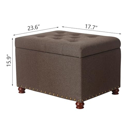 Joveco Storage Ottoman Linen Tufted Bench, Rectangular Footrest Footstool Coffee Table Seat for Living Room Bedroom, Coffee - color: Linen, Coffee