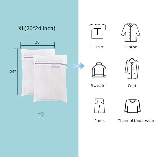 GOGOODA Mesh Laundry Bags for Delicates Durable Protective Wash Bags Travel Storage Bags for Intimates Lingerie, 2PCS（2XL） - size: 2XL