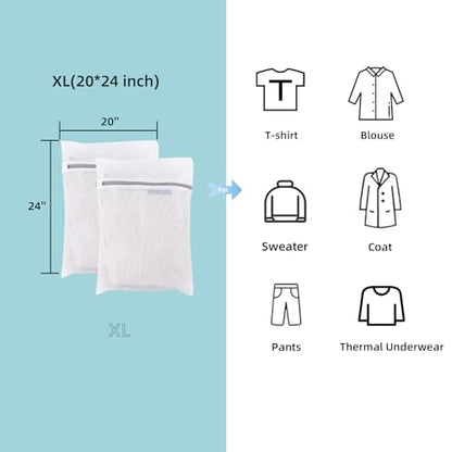 GOGOODA Mesh Laundry Bags for Delicates Durable Protective Wash Bags Travel Storage Bags for Intimates Lingerie, 2PCS（2XL） - size: 2XL