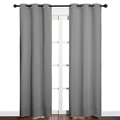 NICETOWN Bedroom Curtains Blackout Drapery Panels, Three Pass Microfiber Thermal Insulated Solid Ring Top Blackout Window Curtains/Drapes (Two Panels, 34 x 84 inches, Silver Grey) - color: Silver Grey, size: 34"W x 84"L (Pack of 2)