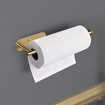 VAEHOLD Adhesive Paper Towel Holder Under Cabinet Wall Mount for Kitchen Paper Towel, Paper Towel Roll Holder Stick to Wall, Stainless Steel (Gold) - color: Gold