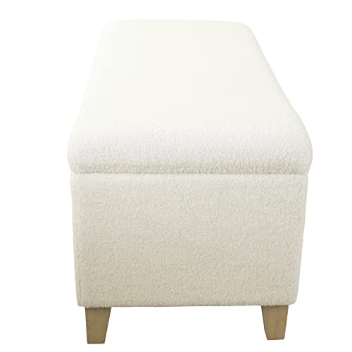 HomePop 42" Sherpa Storage Bench - Cream - color: Cream Sherpa