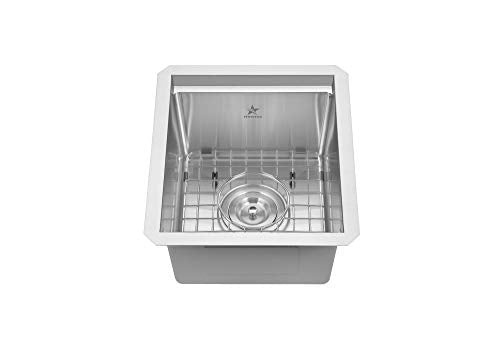 STARSTAR Workstation Ledge Undermount Single Bowl 304 Stainless Steel Kitchen Sink, With Grid, Cutting Board, Strainer with Basket (13 x 15) - size: 13 x 15