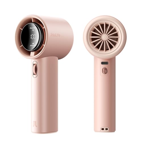 JISULIFE Handheld Fan Pro1S - Next-Gen Airflow: Up to 12h Runtime, Pearlescent ABS - Elegant Strength, 1-100 Speed Scroll Wheel, 3600mAh-Portable Fan for Travel, Gifts for Women Men(Iceberry Pink) - color: Iceberry Pink