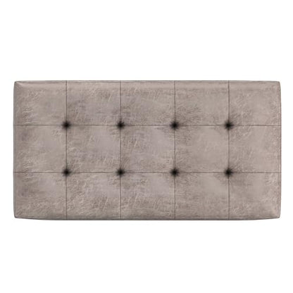 SIMPLIHOME Cosmopolitan Storage Ottoman - 34 inch Wide Upholstered Vegan Leather Rectangle Storage Ottoman Bench in Distressed Grey Taupe, Transitional Tufted Ottoman for Living Room with Lift-Up Lid - color: Distressed Grey