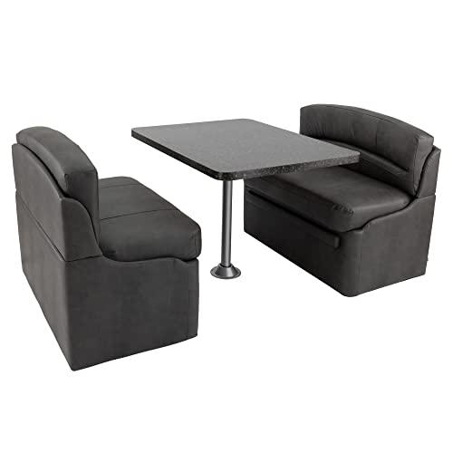 RecPro 36" RV Dinette Booth Set with Table and Leg | Two Dinette Booths (Gunmetal, Granite Chocolate) - color: Granite Chocolate, size: Gunmetal