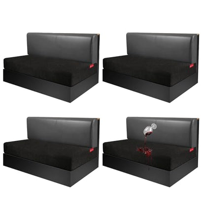 Waterproof RV Dinette Cushion Covers - Stretch Fabric Camper Seat Slipcover Replacement, Washable RV Couch Cover Designed for Camper Car Bench (Loveseat 4 Bench Cover, Black) - color: Black, size: Loveseat 4 Bench Cover