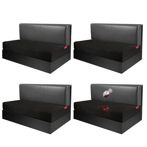 Waterproof RV Dinette Cushion Covers - Stretch Fabric Camper Seat Slipcover Replacement, Washable RV Couch Cover Designed for Camper Car Bench (Loveseat 4 Bench Cover, Black) - color: Black, size: Loveseat 4 Bench Cover