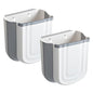 2 Pack Kitchen Hanging Trash Can, 2.4 Gallon / 9L Collapsible Waste Bin, Small Kitchen Compost Bin for Food Scraps, Wall Mounted Garbage Can for Bathroom, Car, RV（Grey） - color: Grey+Grey