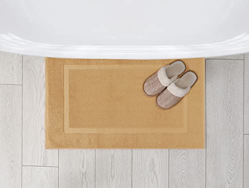 Utopia Towels Cotton Banded Rug, Bath Mats, Not a Bathroom Rug, 21 by 34 Inches, 100% Ring Spun Cotton, Highly Absorbent Shower Bathroom Floor Mat, Champagne, 2 Pack - color: Champagne