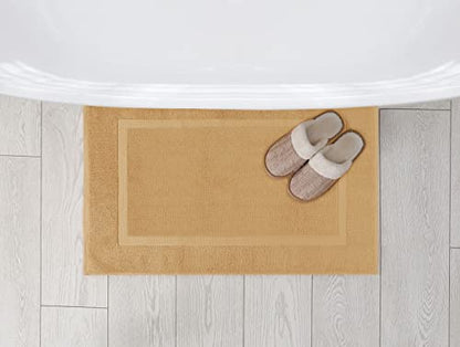 Utopia Towels Cotton Banded Rug, Bath Mats, Not a Bathroom Rug, 21 by 34 Inches, 100% Ring Spun Cotton, Highly Absorbent Shower Bathroom Floor Mat, Champagne, 2 Pack - color: Champagne
