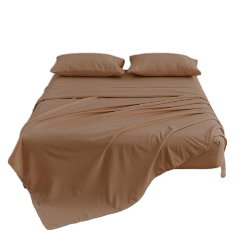 Kingnex Queen Sleeper Sofa Bed Sheets for 60x74 Pull Out Sofa Bed with 4-6 Deep Pocket Soft Double Brushed 1800 Microfiber 4 Piece Bedding Set Coffee - color: Coffee, size: Sleeper Sofa Queen