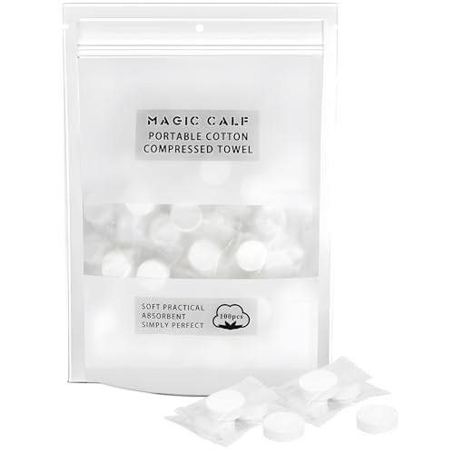 Classycoo Compressed Towel 100 PCS Mini Tablets Disposable Portable Face Towel Cotton Coin Tissue for Travel, Camping, Hiking, Sport, Beauty Salon, Home Hand Wipes and Other Outdoor Activities (White) - size: 1 Count (Pack of 100), style: Large (White)