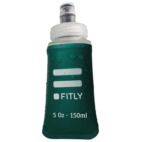 FITLY Soft Flask - Shrink As You Drink Soft Water Bottle for Hydration Pack - Folding Water Bottle Ideal for Running, Hiking, Cycling, Climbing & Rigorous Activity - color: Petrol Blue, size: 5 Ounces
