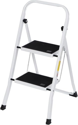 Simpli-Magic Step Ladder, 2 Step Stool Ergonomic Foldable with Wide Anti-Slip Pedal, Multi-Use for Household, Kitchen and Office (300 LBS Capacity) - style: Ladders