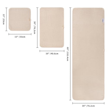 POLYTE 430 GSM Microfiber Quick Dry Lint Free Oversize Bath Towel Set, 6 Piece (Waffle Weave) - color: Gray,light Beige