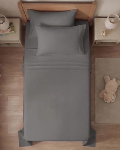 Twin 4 Piece Sheet Set - Comfy Breathable & Cooling - Ultra-Soft Hotel Luxury Bedding Set with 8-16 Inch Deep Pockets - 1 Flat & 1 Fitted Sheet & 2 Pillowcases - Wrinkle Free & Easy Care - Dark Grey - color: 06 - Dark Grey, size: Twin