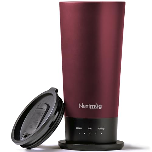 Nextmug Go - Temperature-Controlled, Self-Heating Travel Mug (Burgundy - 16 oz.) - color: Burgundy