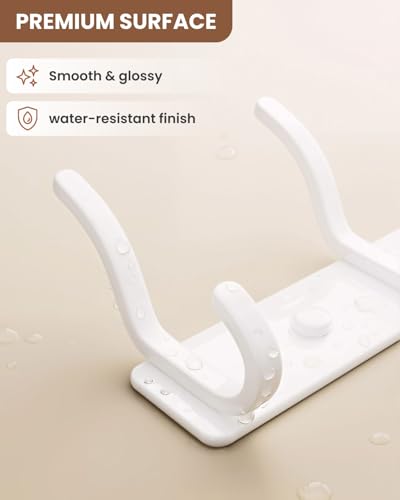 Wall Mounted Coat Rack (White, 1 Pack) - Aluminum 6-Hook Rack with Curved Hooks, Drill Installation, Holds Coats, Towels, and Bags, Ideal for Entryway or Office