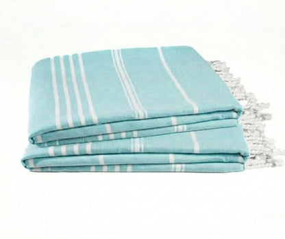 Cotton Turkish Beach Towel with Towels Oversized 36"x72" Pool Absorbent Extra Large Quick Dry Sand Travel Towel (Aqua Satin, 2 Pack) - color: Aqua Satin, size: 2 Pack