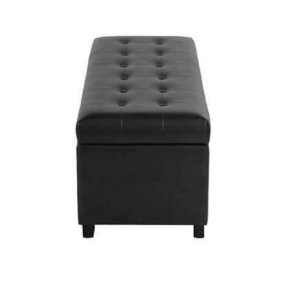 HomePop 46" Tufted Storage Bench - Classic Black - color: Classic Black