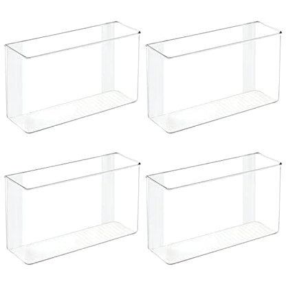 mDesign Plastic Adhesive Mount Storage Organizer Container for Kitchen or Pantry Wall Organization - Space Saving Holder for Sandwich Bags, Foil - 11" Wide - Ligne Collection - 4 Pack - Clear - size: 11 x 3.5 x 6.5 (Pack of 4)
