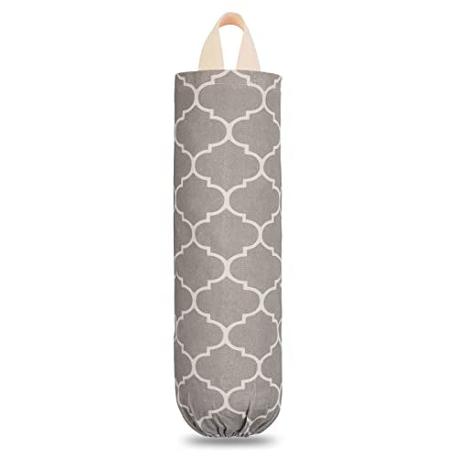 Plastic Bag Holder, Washable Grocery Bag Holder for Plastic Bags, Strong Plastic Bag Storage Dispenser with Hanging Loop, Wall Mount Trash Bag Dispenser for Home Kitchen Cabinet (Beige) - color: Beige
