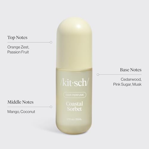 Kitsch Hair Perfume for Women- Coastal Sorbet | Clean, Deodorizing & Patented Odor-Eliminating Technology Hair Spray & Body Mist- Freshen Hair, Body & Pillows- Orange Zest & Creamy Coconut Scent- 50mL - size: 1.7 Fl Oz (Pack of 1)