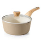 SENSARTE Ceramic Nonstick Sauce Pan with Lid, 2.5 Quart Saucepan with Double Spout, Large Cooking Pot, Non toxic Kitchen Sauce Pot, Non stick Saucier Pan, Induction Cookware, PFOA PTFE PFAS Free - color: Ceramic Taupe, size: 2.5 Quarts