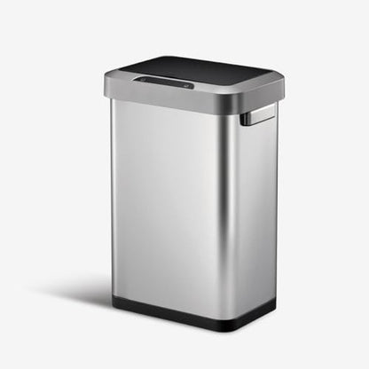 EKO EK9262MT-45L Horizon 45 Liter/11.9 Gallon Rectangular Motion Sensor Trash Can, Brushed Stainless Steel Finish - size: 45 Liter