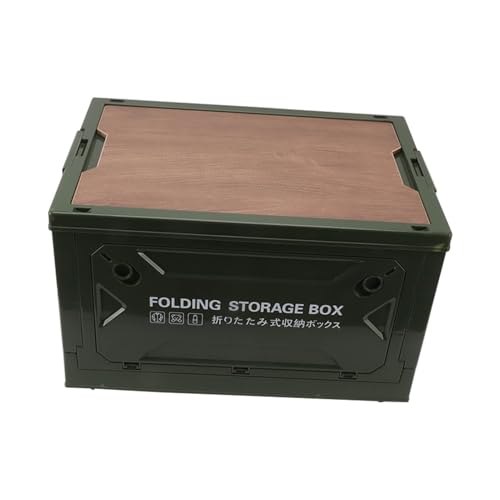 Omabeta Folding Camping Storage Box with Strong Load Bearing Capacity Foldable Bin Container for Car Picnic, Camping,Toy Storage Made of PP, MDF (Green) - color: Green