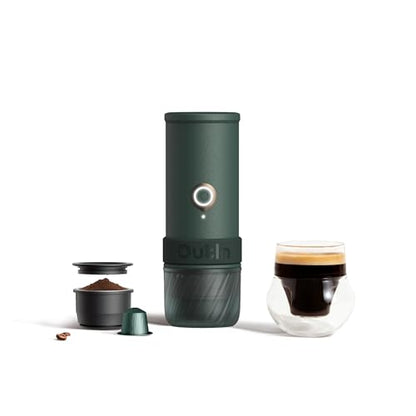 OutIn Mino with Fino, Portable Electric Espresso Machine with Portable Electric Coffee Grinder (Green & Brown)