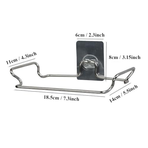 Trash Bag Holder for Cabinet Doors & Cupboards, Stainless Steel Garbage Bag Holder with Adhesive Base Sticker, Portable Kitchen Trash Can for Under Sink Trash Bag Holder, Under Counter Trash Can