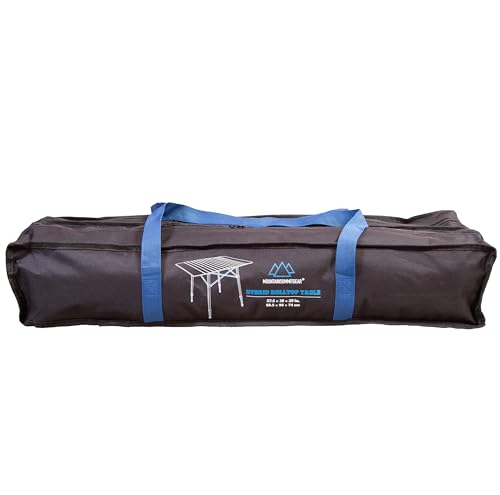 MOUNTAIN SUMMIT GEAR Bamboo/Aluminum Roll-Top Camping Table - Hybrid and Portable Aluminum-Top/Bamboo Folding Table with Adjustable Height Steel Frame by Caddis Sports