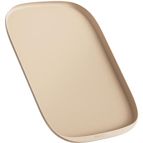 PETLIBRO Cat Food Mat Safety Silicone Dog Food Mat for Feeder Fountain Waterproof Dog Bowl Mats Raised Edge Spill Protection Floor, Cove Feeding Pet Mat(for PLAF109 PLAF301), 22''x16.5'' - color: Ivory, size: M-22"x16.5"