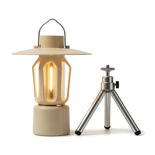 Mini Rechargeable Camping Lantern, 400LM 2000mAh LED Camping Light, IPX4 Waterproof with Stand/Magnetic, 5 Light Modes,Vintage Camping Lantern for Hiking Tent Emergency Outdoor, Power Outages, Gifts - color: White