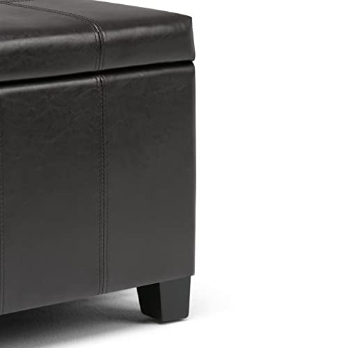 SIMPLIHOME Dover Storage Ottoman Bench - 36 inch Wide Upholstered Vegan Leather Rectangular Lift-Top Ottoman in Tanners Brown, Contemporary Bench for Living Room with Safety Hinges - color: Tanners Brown