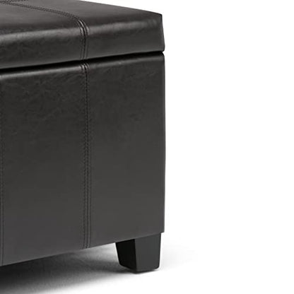 SIMPLIHOME Dover Storage Ottoman Bench - 36 inch Wide Upholstered Vegan Leather Rectangular Lift-Top Ottoman in Tanners Brown, Contemporary Bench for Living Room with Safety Hinges - color: Tanners Brown