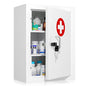 Locking Medicine Cabinet Wall-Mount: Storage Cabinet with Lock & Key - White Metal First Aid Kits for Family Safety and Childproofing - color: Matte White