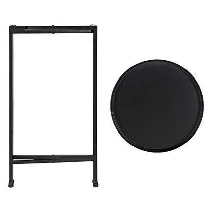 Kate and Laurel Celia Round Metal Foldable Accent Table with Tray Top, Black - color: Black