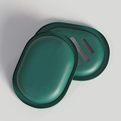 Topsky 2 Pcs Soap Dish for Shower, Double Layer Draining Soap Savers with Drip Tray - Dark Green - color: Dark Green