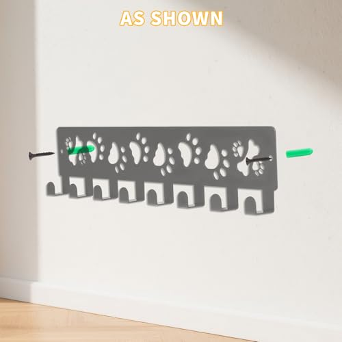 Lyreh Keychain Wall Mount, Metal Wall Mount Hanger Rack with 8 Hooks Dog Paw & Bones Design Animal Leather Belt Rack for Entrance Corridor Kitchen Decoration - style: Paw prints