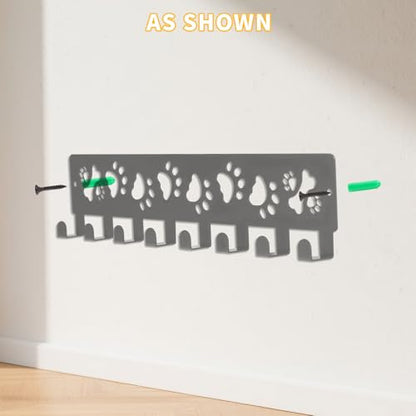 Lyreh Keychain Wall Mount, Metal Wall Mount Hanger Rack with 8 Hooks Dog Paw & Bones Design Animal Leather Belt Rack for Entrance Corridor Kitchen Decoration - style: Paw prints