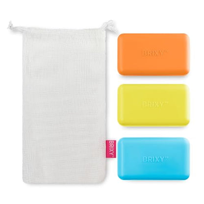 BRIXY Beauty Bar Travel Case Set – 3 Pack Soap Bar Travel Containers, Leakproof Portable Soap Holder, Durable Silicone, Magnetic Seal, TSA Friendly (Yellow, Blue, Orange) - color: Yellow, Blue, Orange