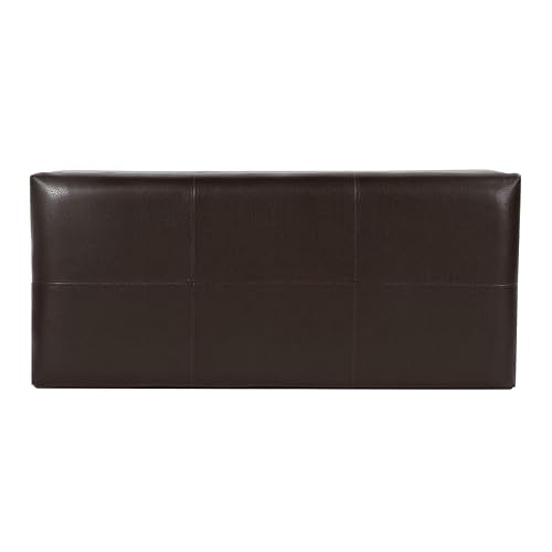HomePop 40" Faux Leather Storage Cocktail Bench - Espresso - color: Espresso Brown